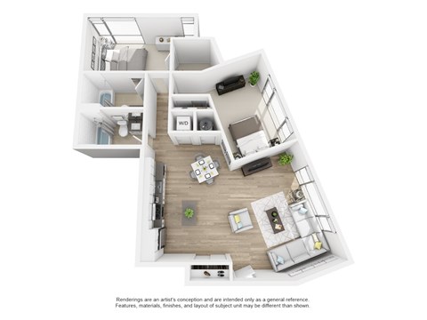 Floor plan for 2 beds, 2 baths